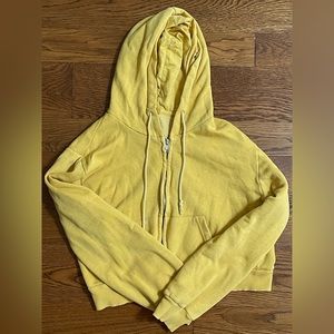 Brandy Melville (John Galt) Cropped Yellow Zip-Up Hoodie